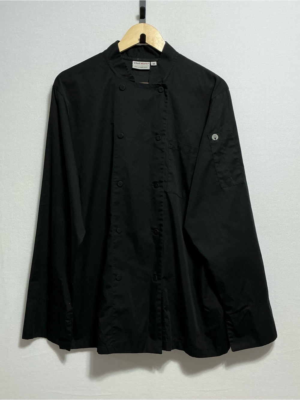 Chef Works Black Double-Breasted Chef Coat Jacket Unisex Size M Long Sleeve